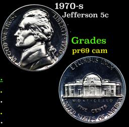 Proof 1970-s Jefferson Nickel 5c Grades GEM++ Proof Cameo