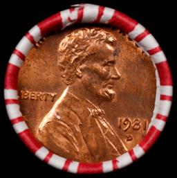 1-10 FREE BU RED Penny rolls with win of this 1981-d SOLID RED BU Lincoln 1c roll incredibly FUN whe