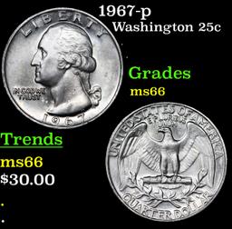 1967-p Washington Quarter 25c Grades GEM+ Unc