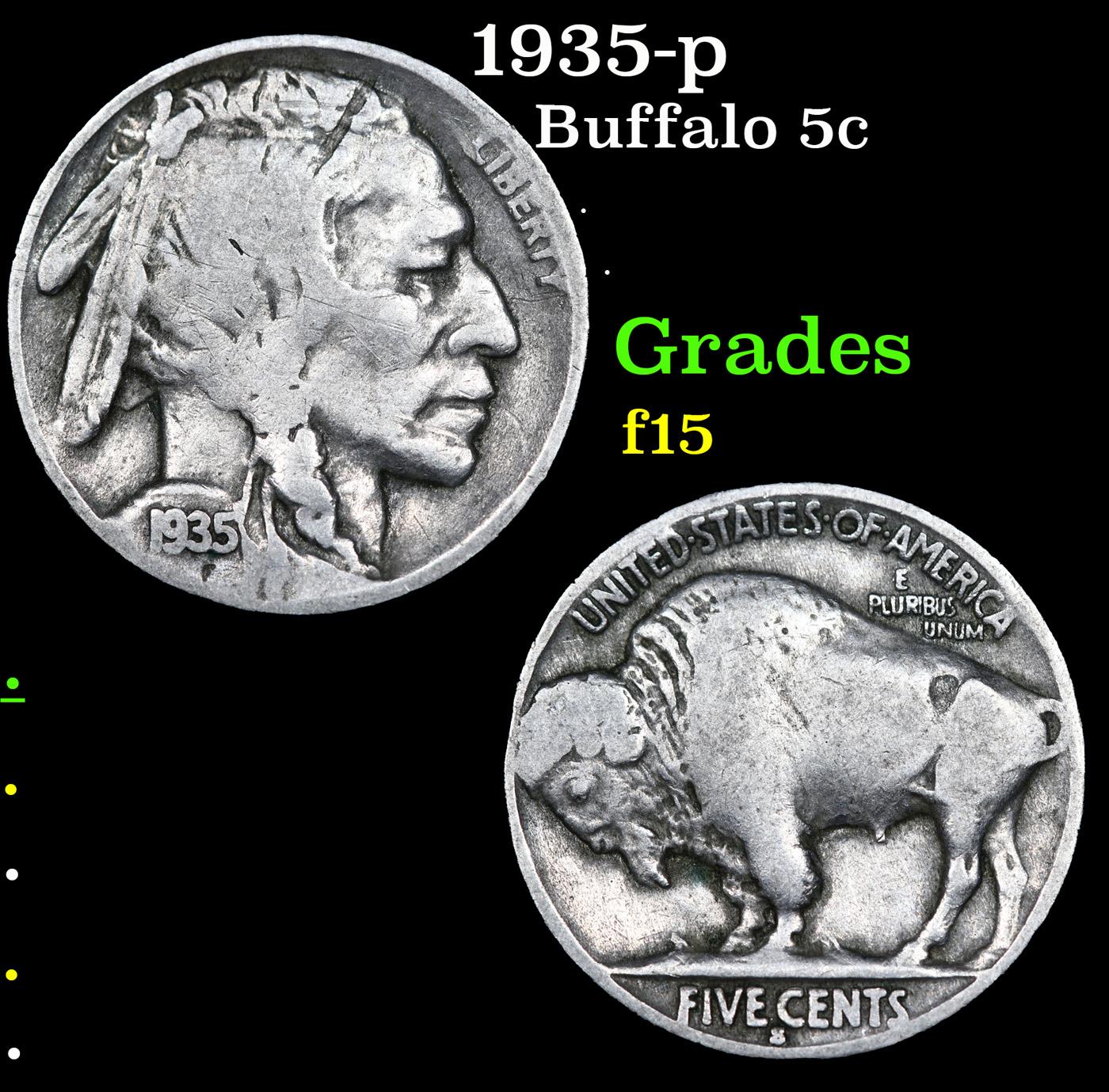 1935-p Buffalo Nickel 5c Grades f+