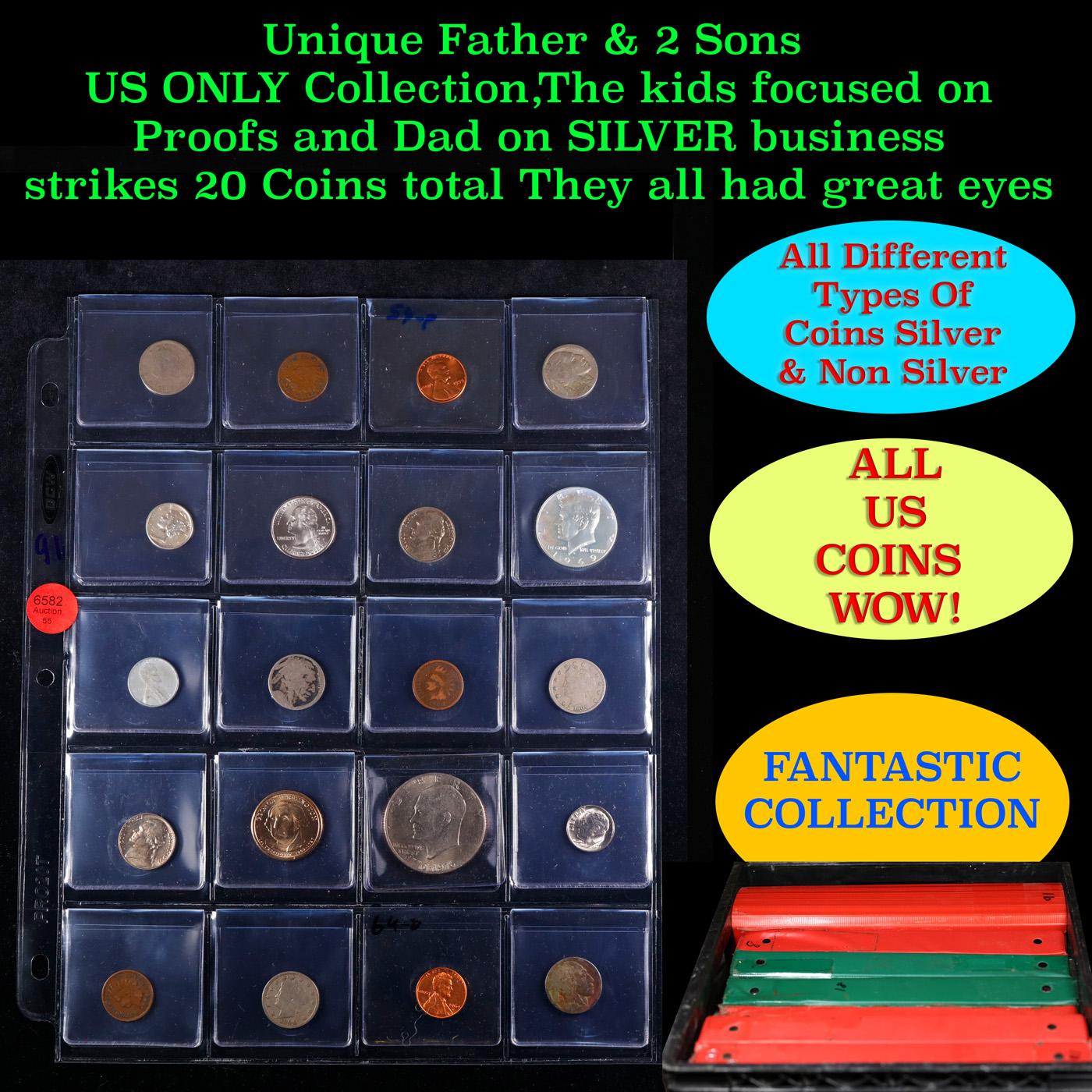 Unique Father & 2 Sons US ONLY Collection,The kids focused on Proofs and Dad on SILVER business stri