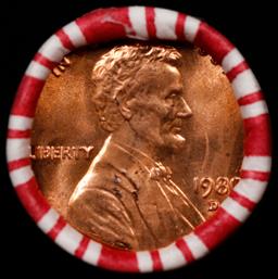 1-10 FREE BU RED Penny rolls with win of this 1980-d SOLID RED BU Lincoln 1c roll incredibly FUN whe