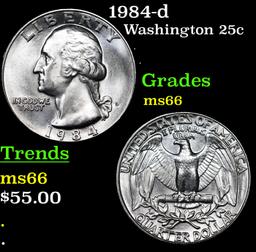 1984-d Washington Quarter 25c Grades GEM+ Unc