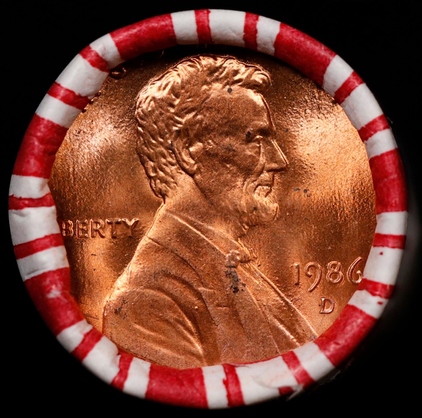 1-10 FREE BU RED Penny rolls with win of this 1986-d SOLID RED BU Lincoln 1c roll incredibly FUN whe