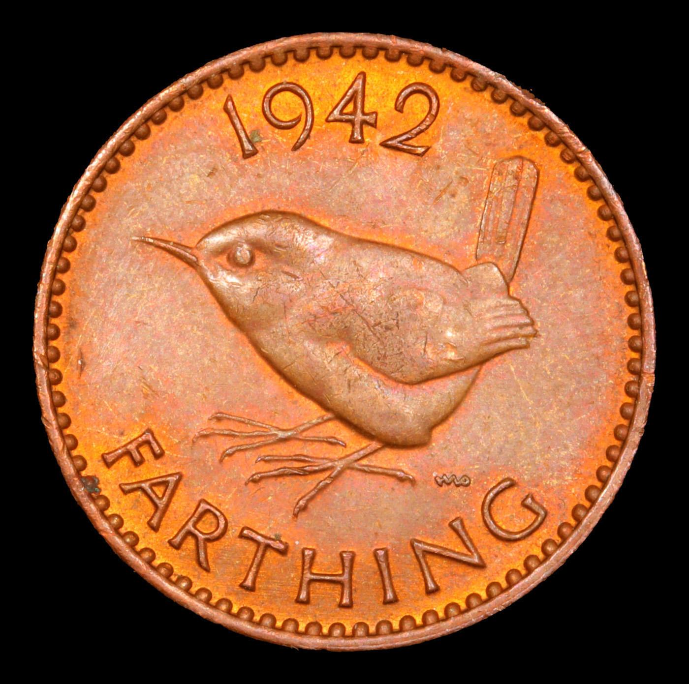 1942 Great Britain 1 Farthing KM#?843 Grades Choice Unc RB