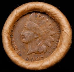 Lincoln Wheat Cent 1c Mixed Roll Orig Brandt McDonalds Wrapper, 1918-d end, 1907 Indian other end