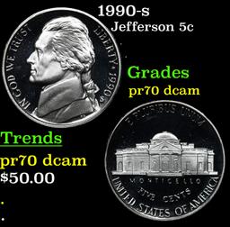 Proof 1990-s Jefferson Nickel 5c Grades GEM++ Proof Deep Cameo