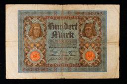 1920 Germany (WWI Era) 100 Marks Banknote P# 69a Grades vf+