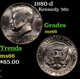 1980-d Kennedy Half Dollar 50c Grades GEM++ Unc