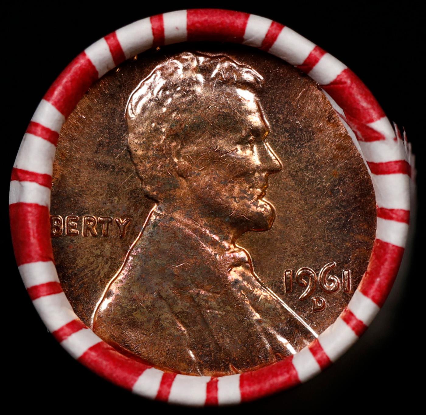 1-10 FREE BU RED Penny rolls with win of this 1961-d SOLID RED BU Lincoln 1c roll incredibly FUN whe