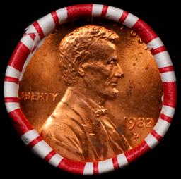 1-10 FREE BU RED Penny rolls with win of this 1982-d SOLID RED BU Lincoln 1c roll incredibly FUN whe