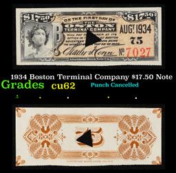 1943 Boston Terminal Company $17.50 Note Grades Choice AU/BU Slider