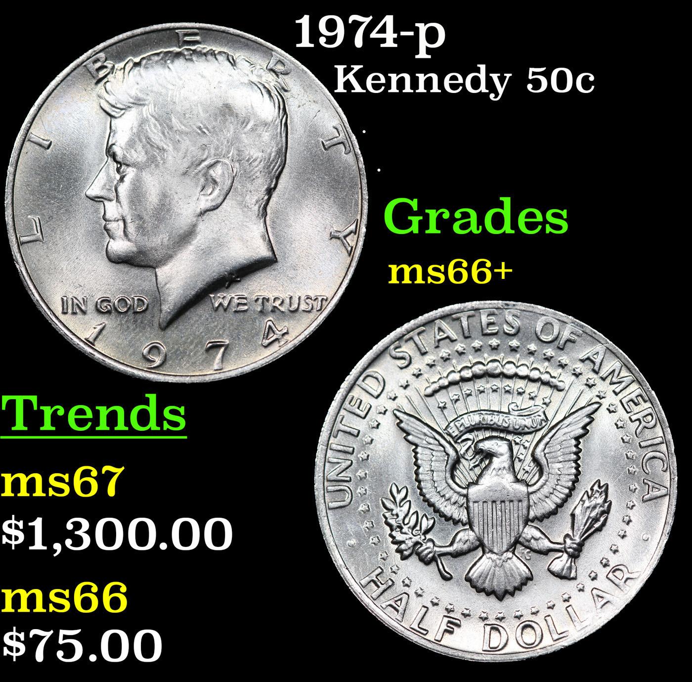 1974-p Kennedy Half Dollar 50c Grades GEM++ Unc