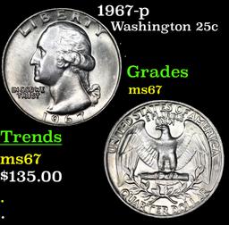 1967-p Washington Quarter 25c Grades GEM++ Unc