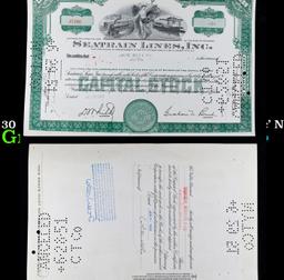 December 30 1949 Stock Certificate 'Seatrain Lines Inc' NJ, 50 Shares Grades