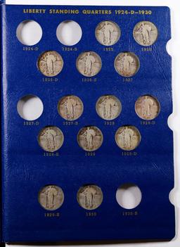 Partially Complete Whitman 1916-1930 Liberty Standing Quarters Book, 15 Coins Inside