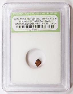 Authentic Meteorite Space Rock North West Africa, Sahara Desert Find Graded By INB