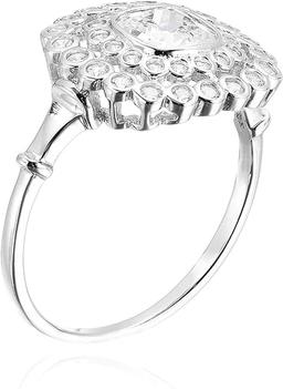DECADENCE Sterling Silver 6mm Cushion Bezel Set Halo Cubic Zirconia Engagement Ring Size 8