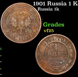 1901 Russia 1 Kopek Y# 9.2 Grades vf+