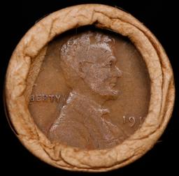 Lincoln Wheat Cent 1c Mixed Roll Orig Brandt McDonalds Wrapper, 1918-d end, 1908 Indian other end