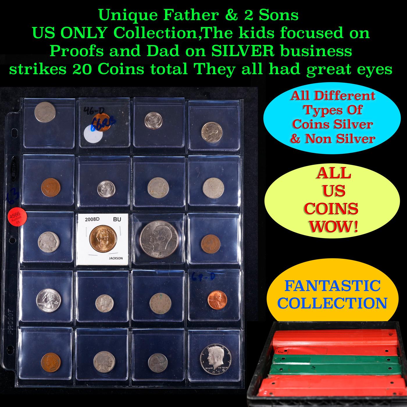 Unique Father & 2 Sons US ONLY Collection,The kids focused on Proofs and Dad on SILVER business stri