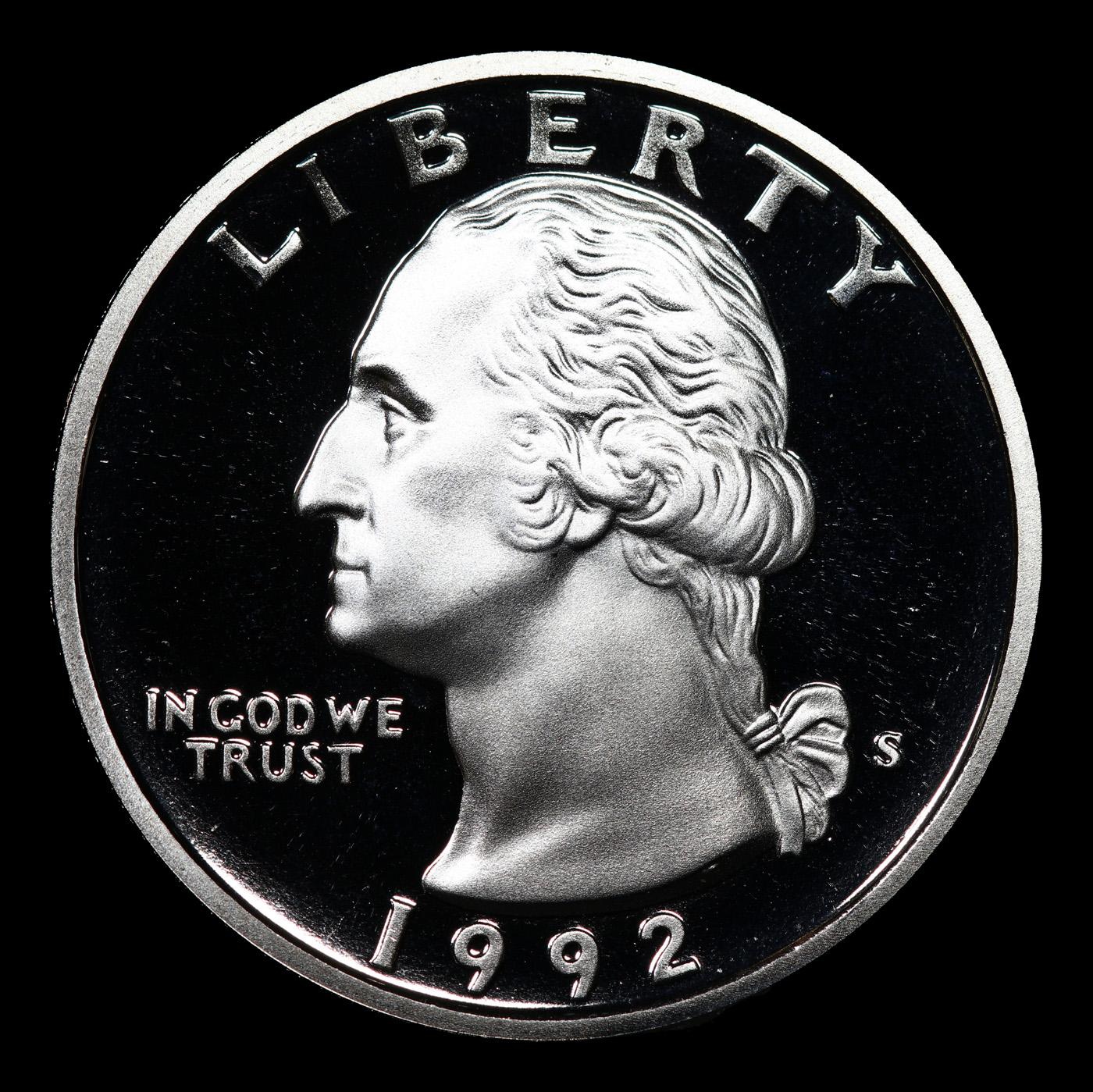 Proof 1992-s Washington Quarter 25c Grades GEM++ Proof Deep Cameo