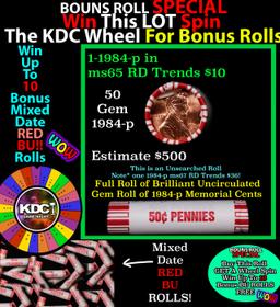 CRAZY Penny Wheel Buy THIS 1984-p solid Red BU Lincoln 1c roll & get 1-10 BU Red rolls FREE WOW