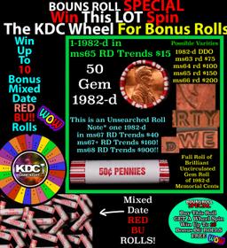 CRAZY Penny Wheel Buy THIS 1982-d solid Red BU Lincoln 1c roll & get 1-10 BU Red rolls FREE WOW