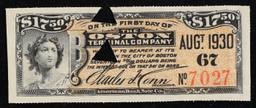 1930 Boston Terminal Company $17.50 Note Grades Choice AU/BU Slider