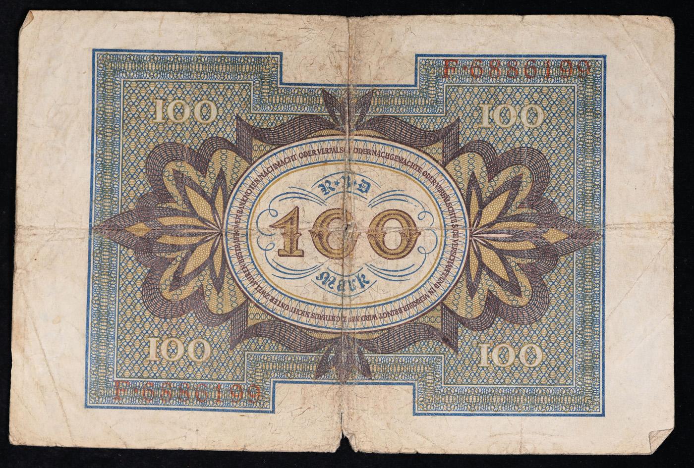 1920 Germany (Weimar) 100 Marks Banknote P# 69a Grades vf+