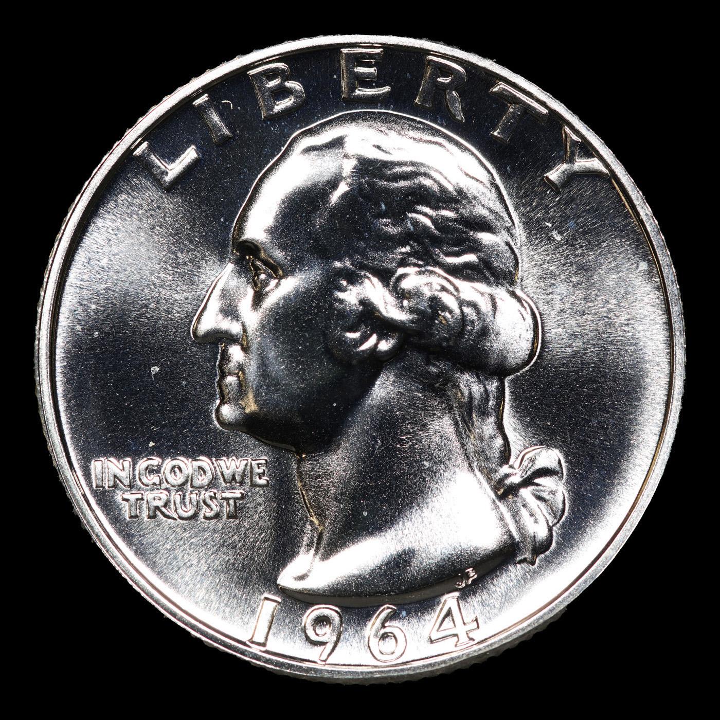 Proof 1964 Washington Quarter 25c Grades GEM++ Proof