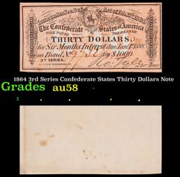 1864 3rd Series Confederate States Thirty Dollars Note Grades Choice AU/BU Slider