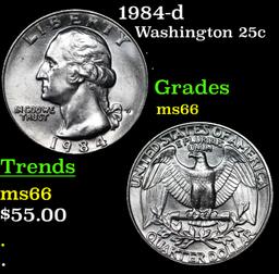 1984-d Washington Quarter 25c Grades GEM+ Unc