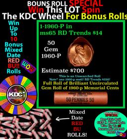 INSANITY The CRAZY Penny Wheel 1000’s won so far, WIN this 1960-p BU RED roll get 1-10 FREE