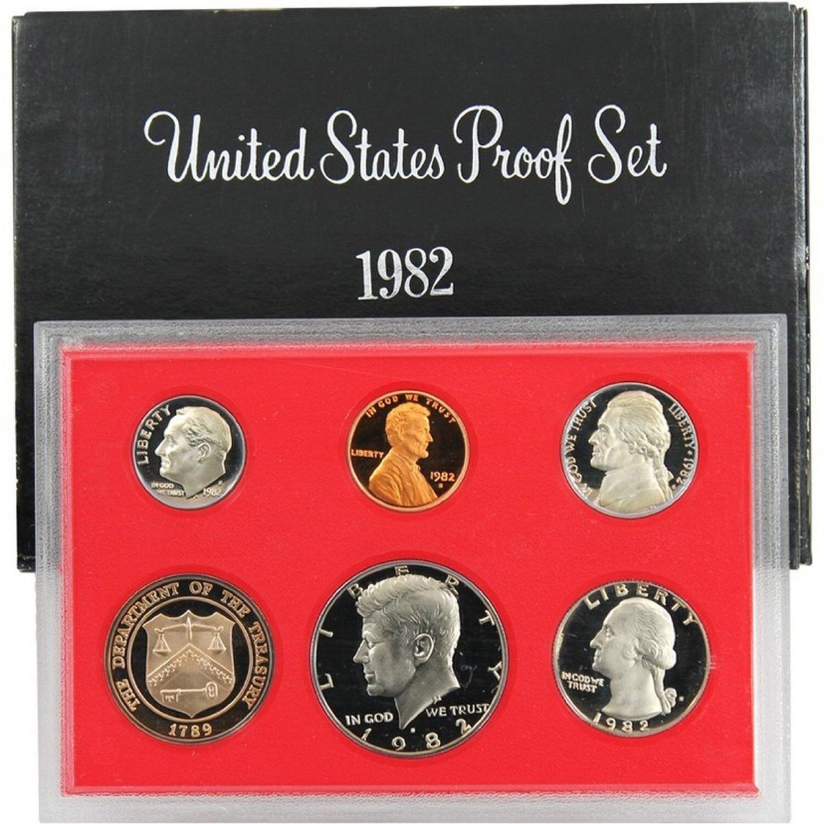 1982 United States Mint Proof Set 5 coins