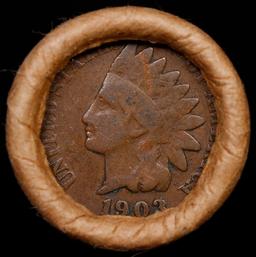 Lincoln Wheat Cent 1c Mixed Roll Orig Brandt McDonalds Wrapper, 1918-d end, 1903 Indian other end