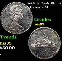 1965 Small Beads, Blunt 5 Canada Dollar 1 Grades Select Unc
