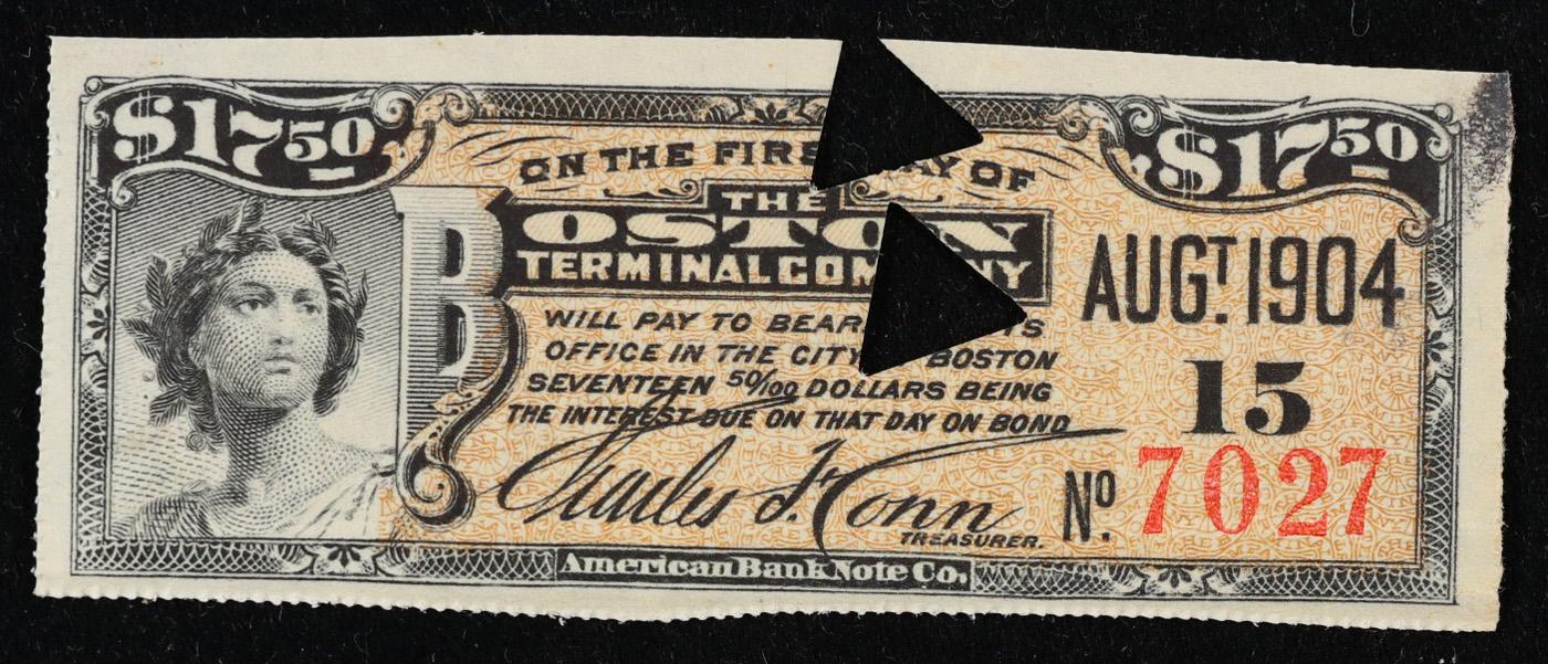 1904 Boston Terminal Company $17.50 Note Grades Select CU