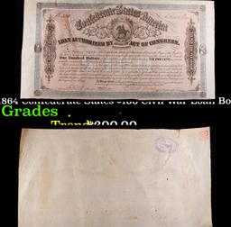 1864 Confederate States $100 Civil War Loan Bond Grades