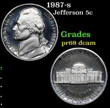 Proof 1987-s Jefferson Nickel 5c Grades GEM++ Proof Deep Cameo