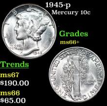 1945-p Mercury Dime 10c Grades GEM++ Unc