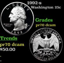 Proof 1992-s Washington Quarter 25c Grades GEM++ Proof Deep Cameo