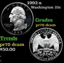 Proof 1992-s Washington Quarter 25c Grades GEM++ Proof Deep Cameo