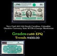 Very Cool 1872 $50 South Carolina, Columbia Obsolete Currency Note SCCR-8 George Washinton Graded cu