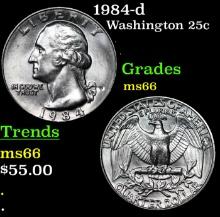 1984-d Washington Quarter 25c Grades GEM+ Unc