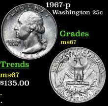 1967-p Washington Quarter 25c Grades GEM++ Unc