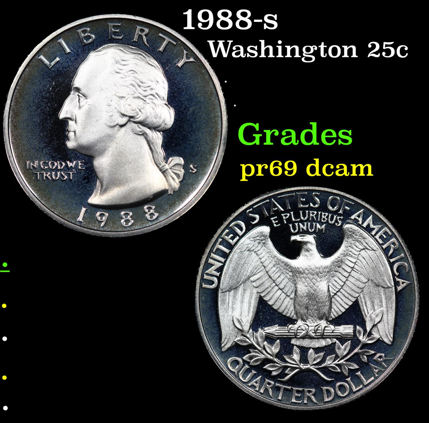 Proof 1988-s Washington Quarter 25c Grades GEM++ Proof Deep Cameo