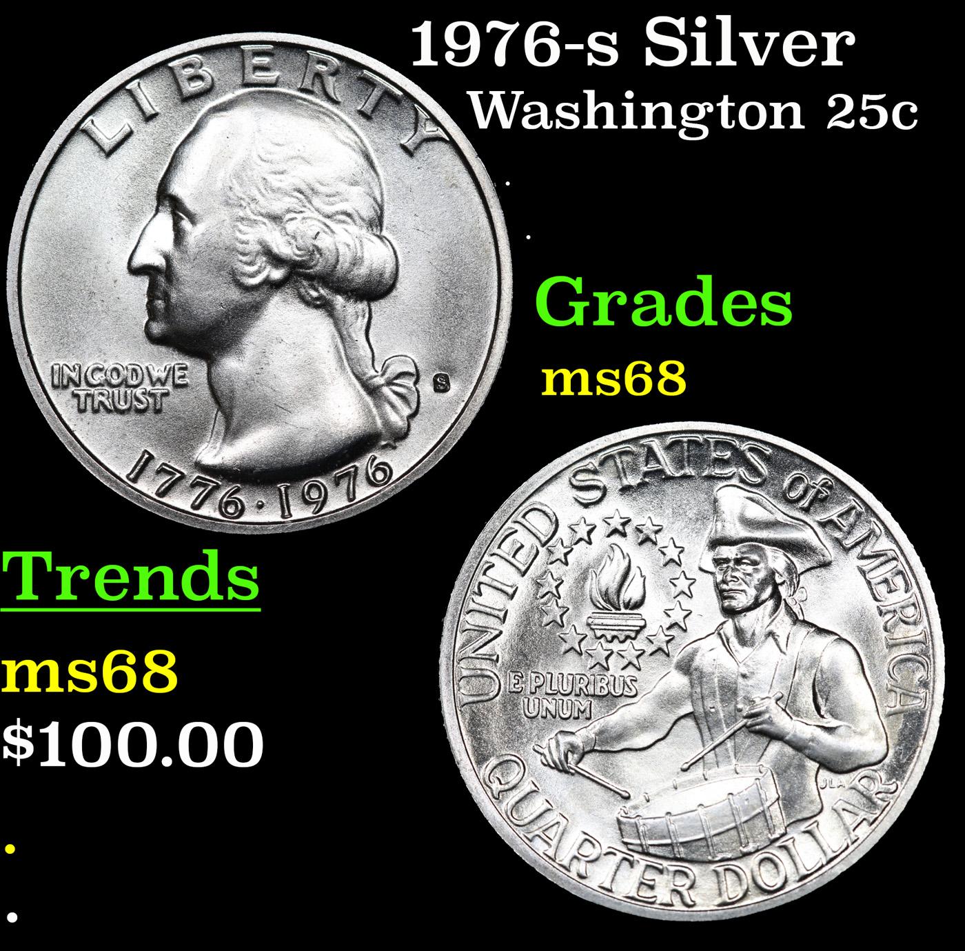 1976-s Silver Washington Quarter 25c Grades GEM+++ Unc