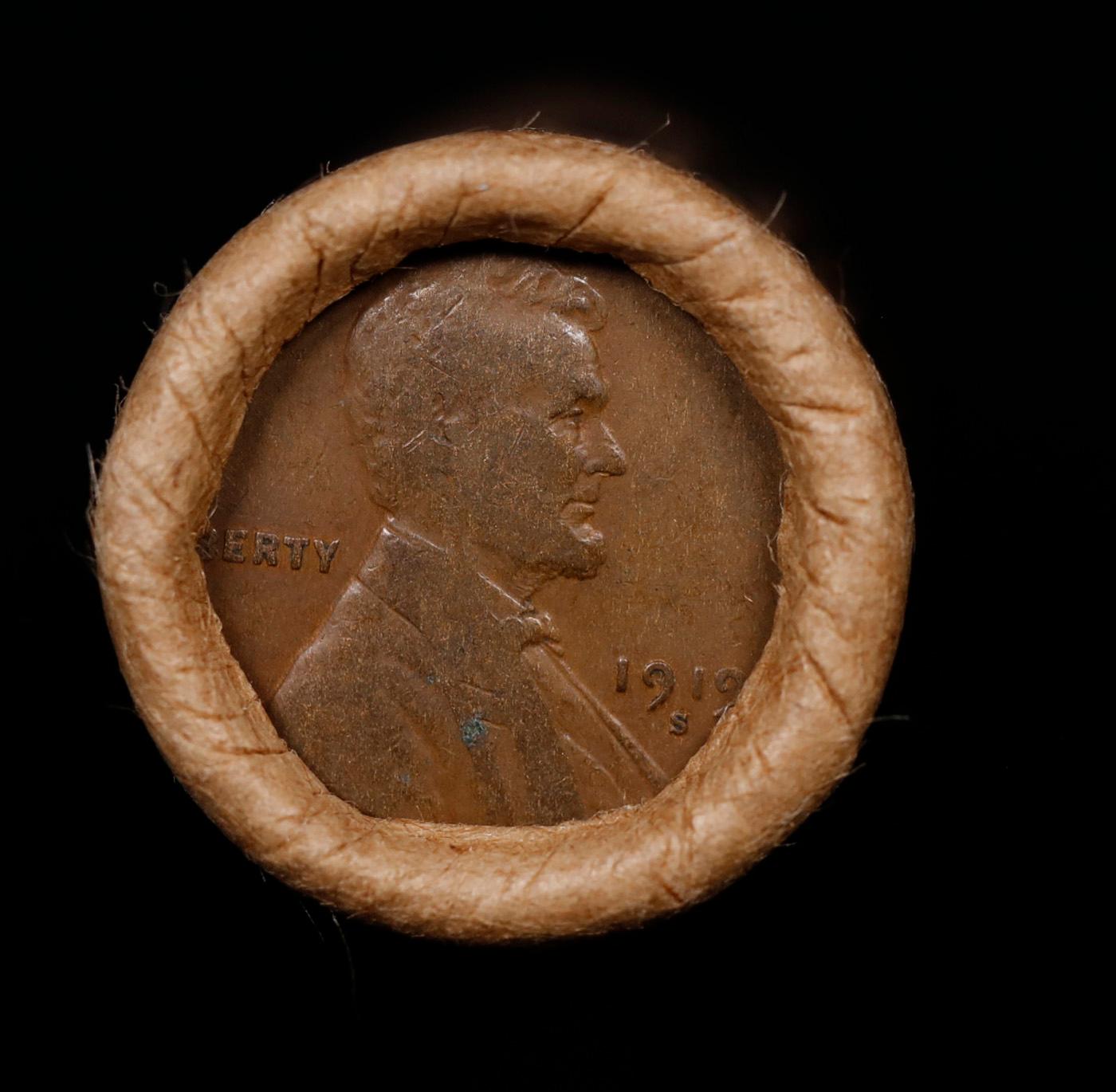 Small Cent Mixed Roll Orig Brandt McDonalds Wrapper, 1919-s Lincoln Wheat end, 1906 Indian other end
