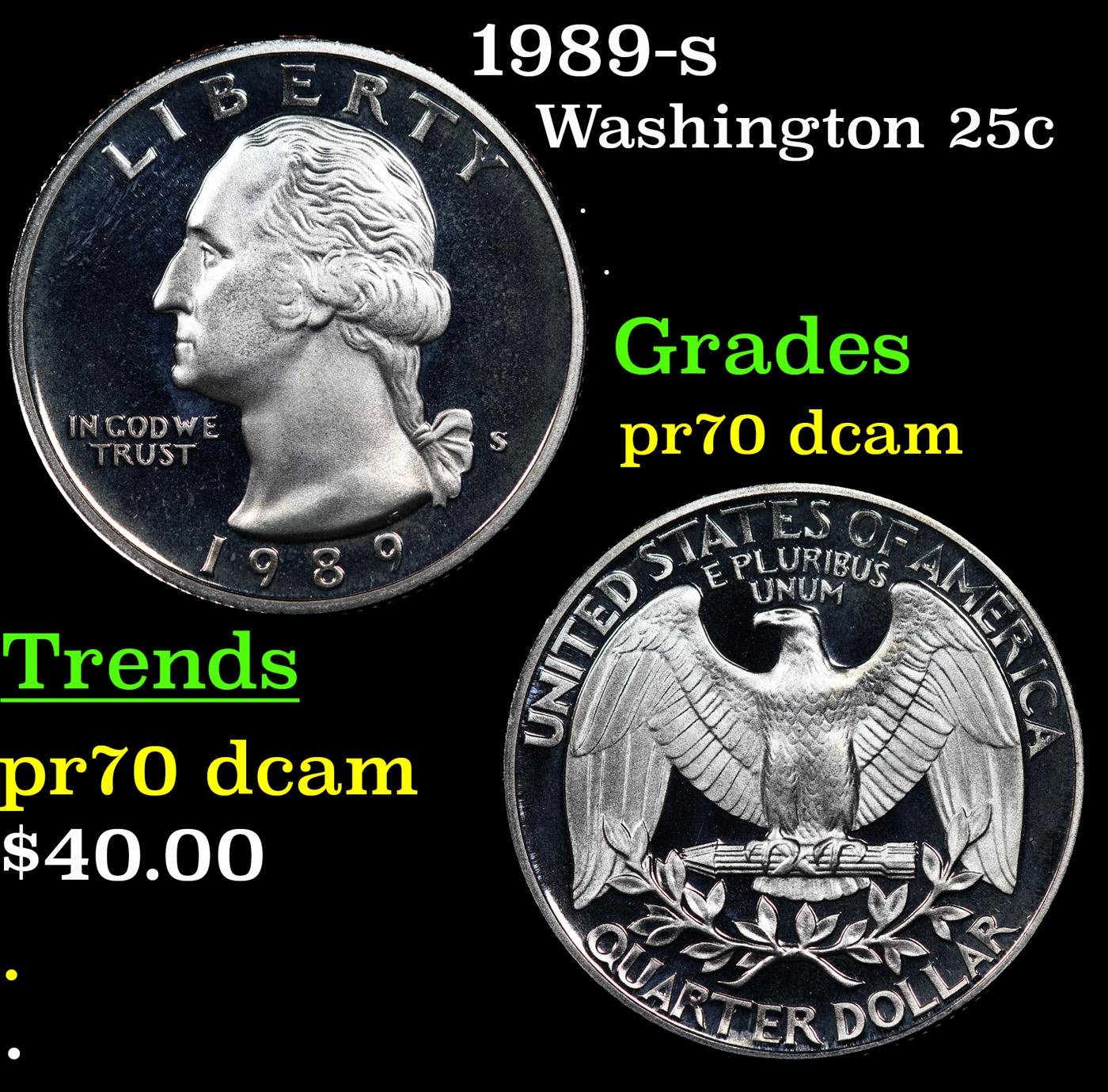 Proof 1989-s Washington Quarter 25c Grades GEM++ Proof Deep Cameo